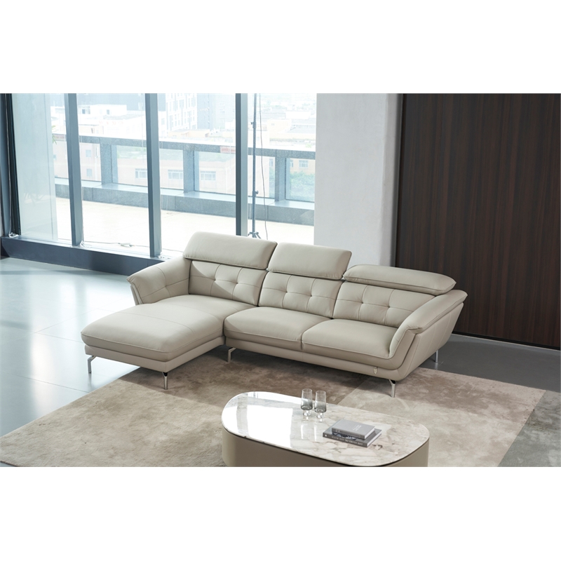 American Eagle EK-L083 Light Gray Top Grain Leather Sectional Sofa Set
