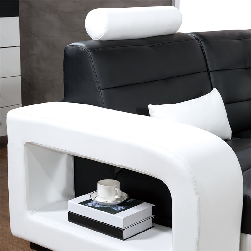 American Eagle AE-LD800L-BK.W Black/White Multi-Color Faux Leather Sectional Set