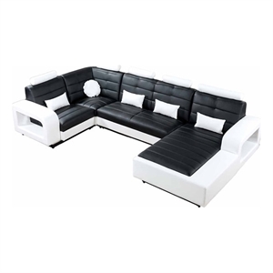 American Eagle AE-LD800L-BK.W Black/White Multi-Color Faux Leather Sectional Set