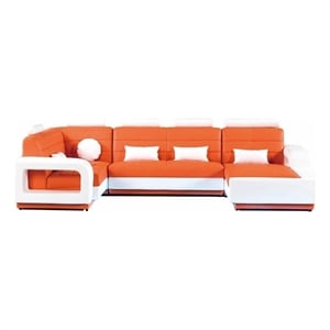 American Eagle AE-LD800L-ORG.W Orange/White Multi-Color Faux Leather Sectional