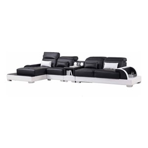 American Eagle AE-LD812R-BK.W Black /White Multi-Color Faux Leather Sectional