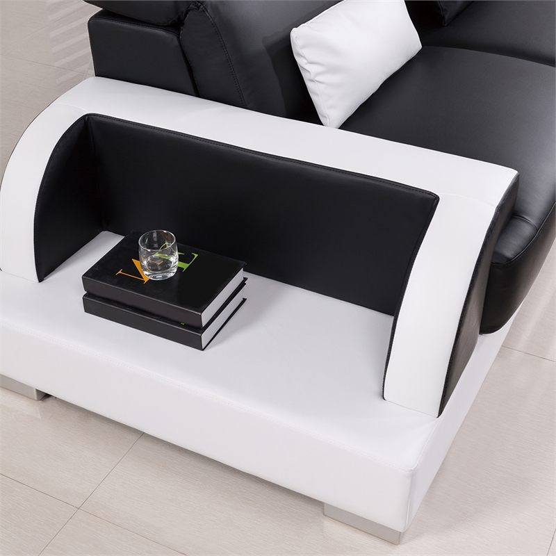 American Eagle AE-LD812L-BK.W Black/White Multi-Color Faux Leather Sectional Set
