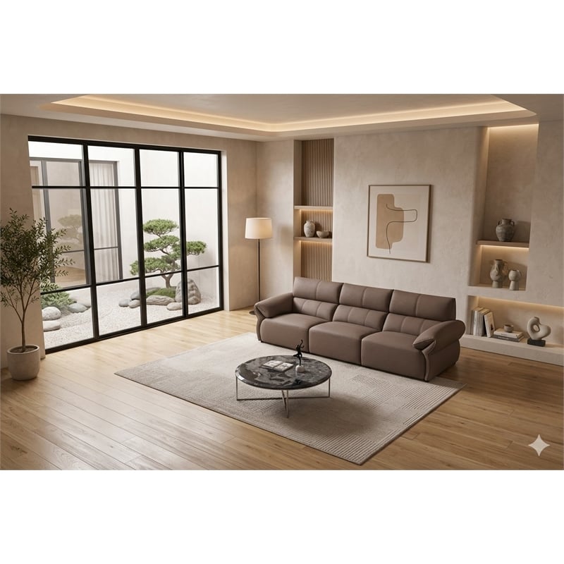 American Eagle EK-D833-DT-4S Dark Tan Italian Top Grain Leather Extra Long Sofa