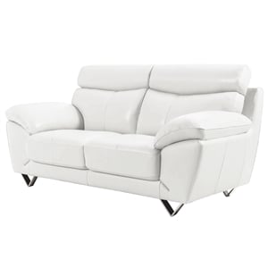 EK078 White Color With Italian Leather Loveseat