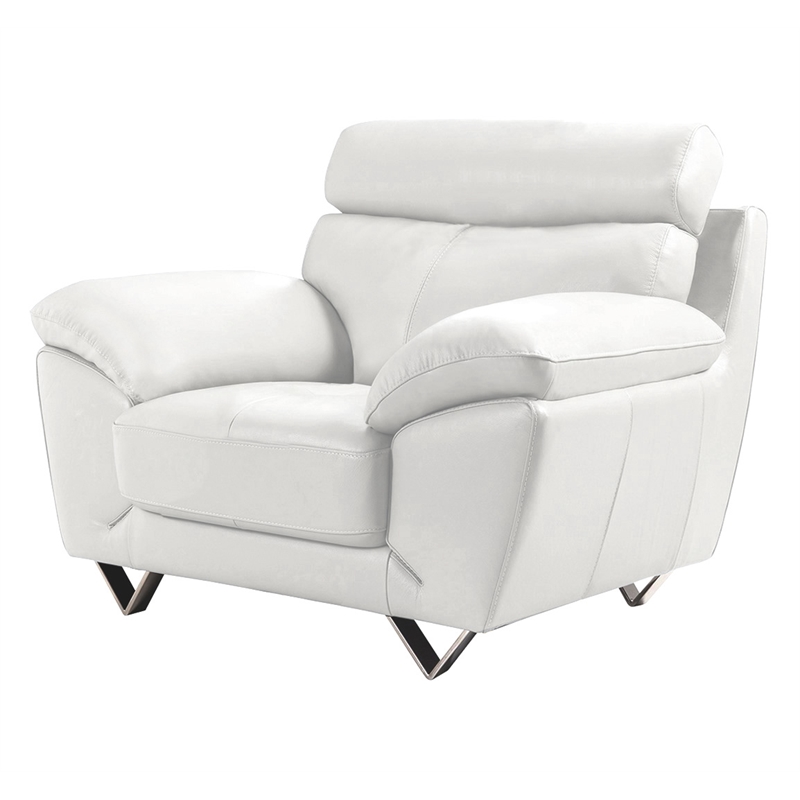 EK078 White Color With Italian Leather Chair