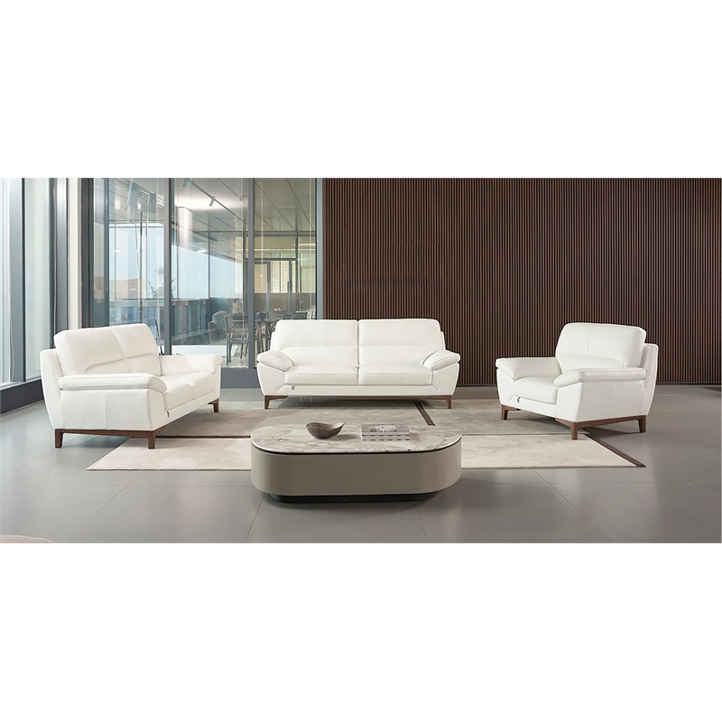 EK080 White Color With Italian Leather Sofa