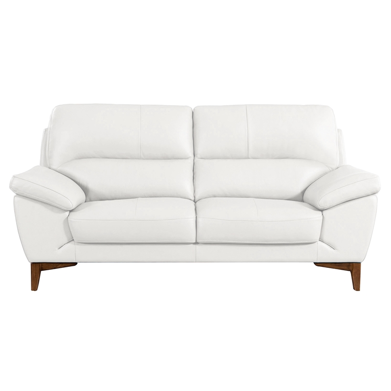 EK080 White Color With Italian Leather Loveseat