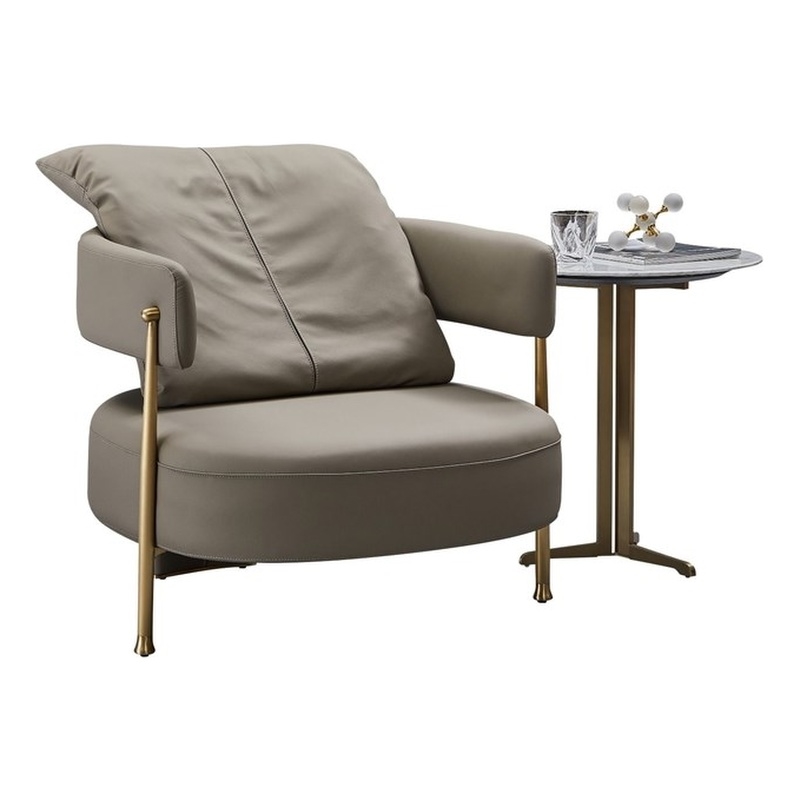 American Eagle Design EK-Y1010 Modern Taupe Top Grain Leather Accent Chair