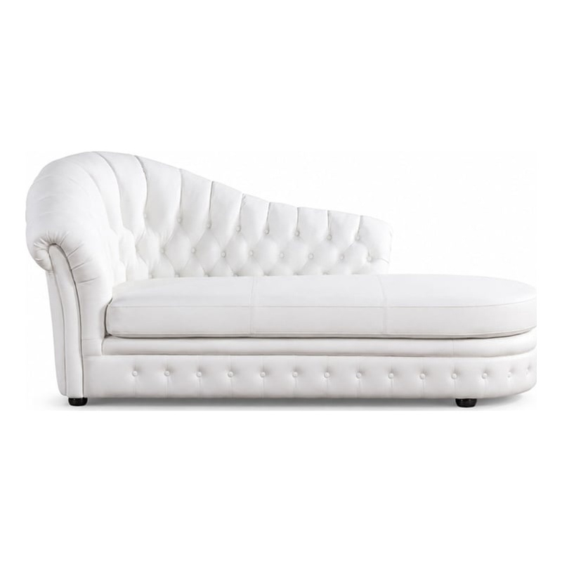 AE-L500L White Color Faux Leather Right Facing Chaise Lounge
