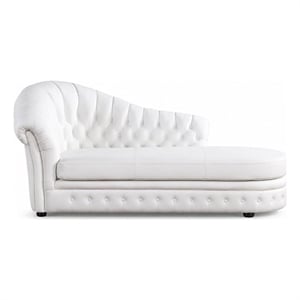 AE-L500L White Color Faux Leather Right Facing Chaise Lounge