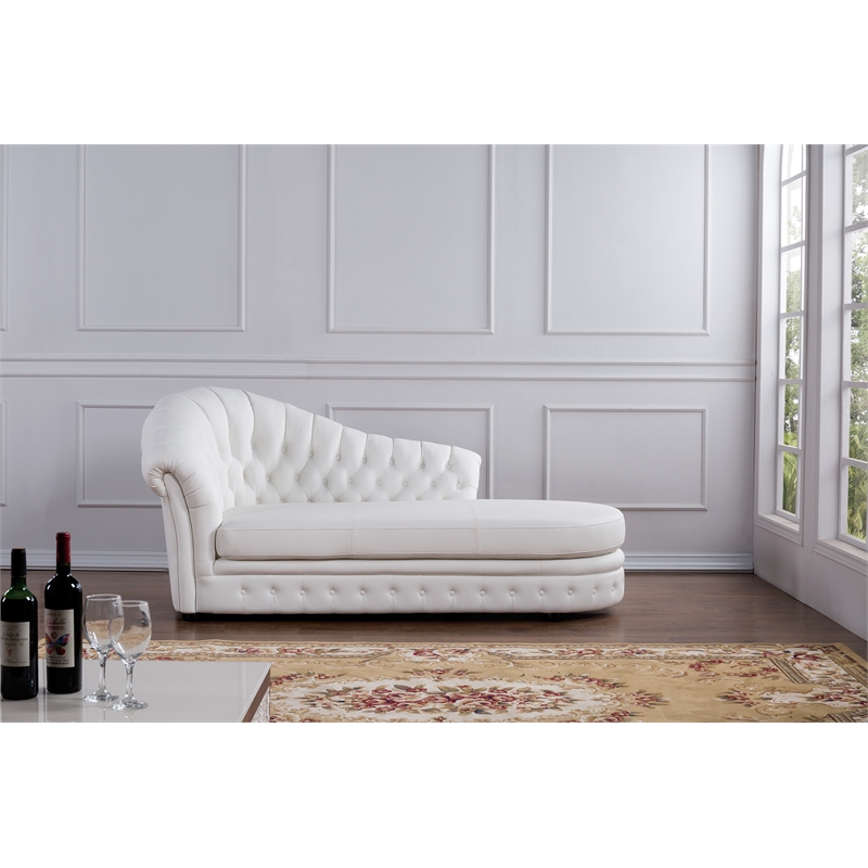 AE-L500L White Color Faux Leather Right Facing Chaise Lounge