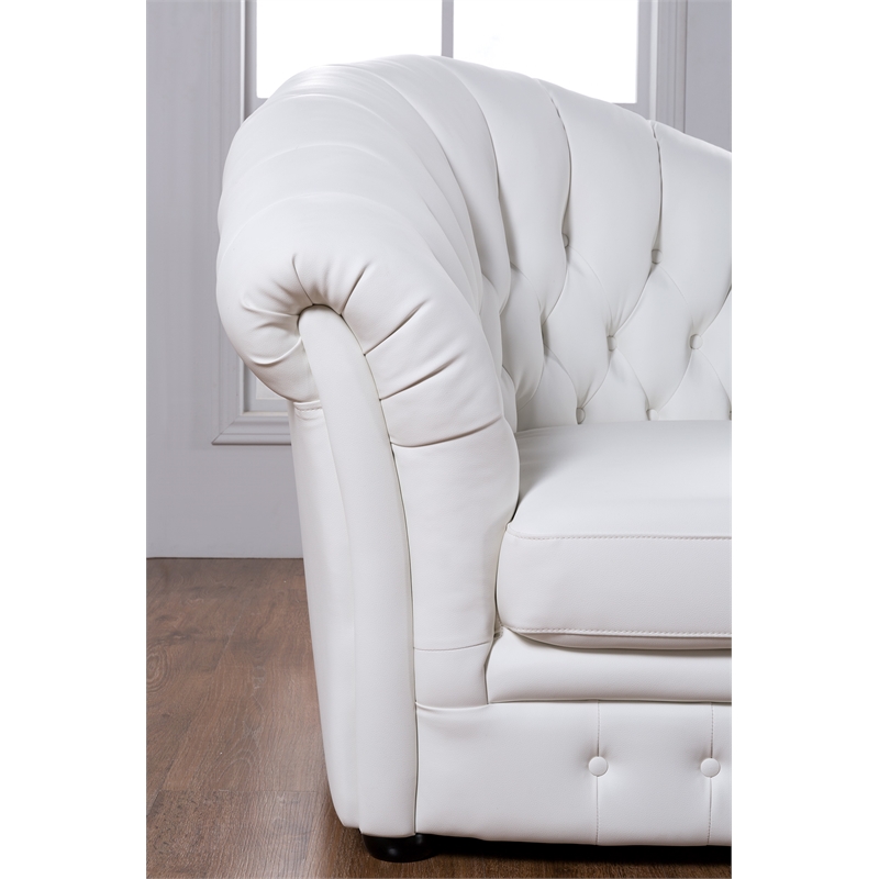 AE-L500L White Color Faux Leather Right Facing Chaise Lounge