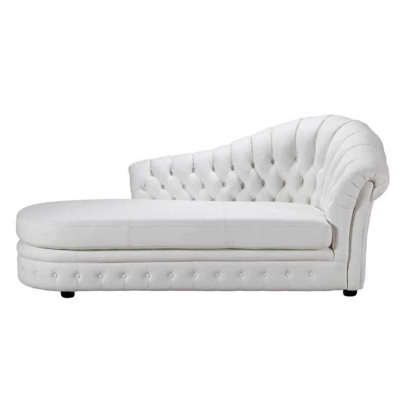 AE-L500R White Color Faux Leather Left Facing Chaise Lounge