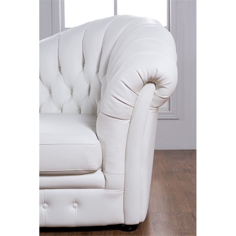 AE-L500R White Color Faux Leather Left Facing Chaise Lounge
