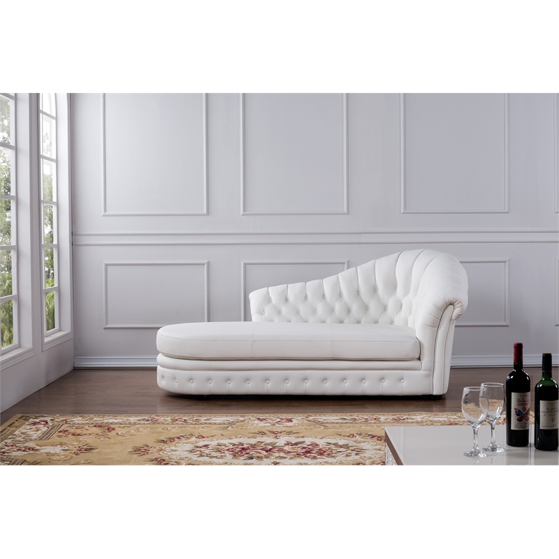 AE-L500R White Color Faux Leather Left Facing Chaise Lounge