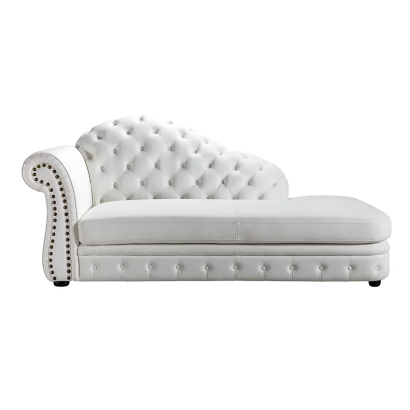 AE-L501L White Color Faux Leather Right Facing Chaise Lounge