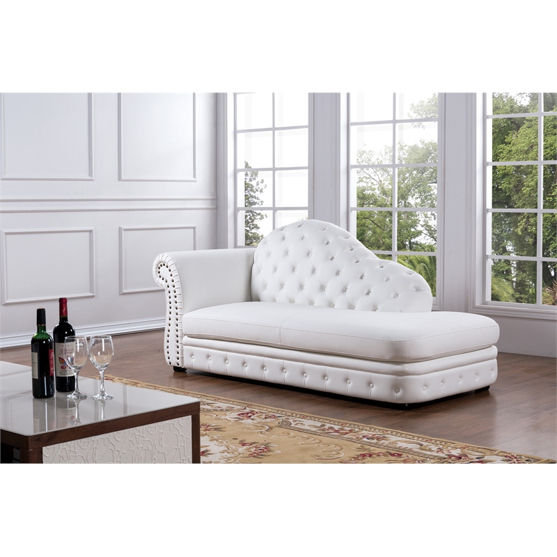 AE-L501L White Color Faux Leather Right Facing Chaise Lounge