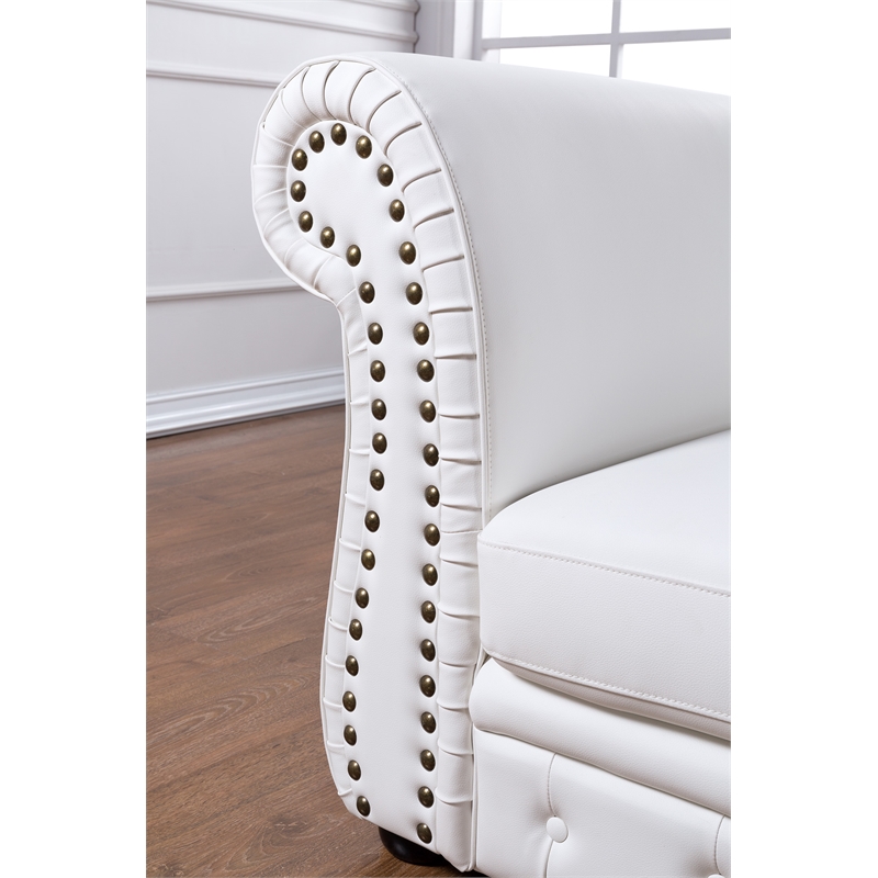 AE-L501L White Color Faux Leather Right Facing Chaise Lounge