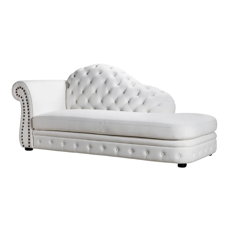 AE-L501L White Color Faux Leather Right Facing Chaise Lounge
