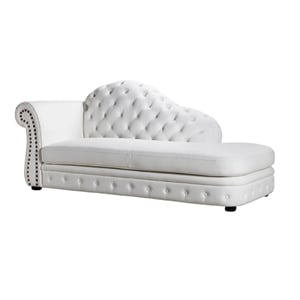 AE-L501L White Color Faux Leather Right Facing Chaise Lounge