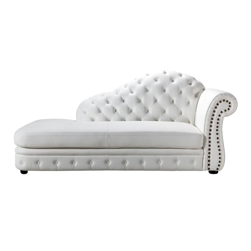 AE-L501R White Color Faux Leather Left Facing Chaise Lounge