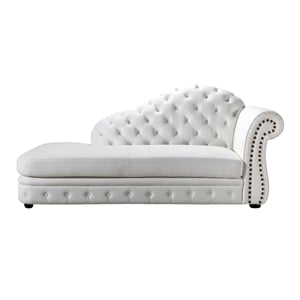 AE-L501R White Color Faux Leather Left Facing Chaise Lounge