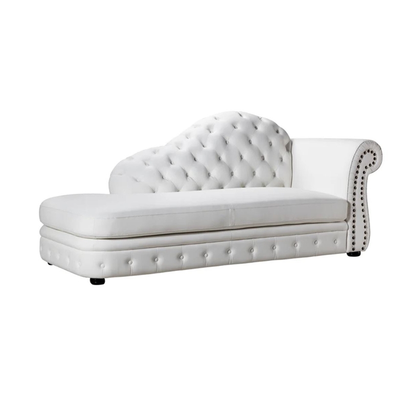 AE-L501R White Color Faux Leather Left Facing Chaise Lounge