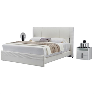 B-Y2003-EK Top Grain Genuine Leather Eastern King Sized Bed