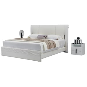 B-Y2003-Q Top Grain Genuine Leather Queen Sized Bed