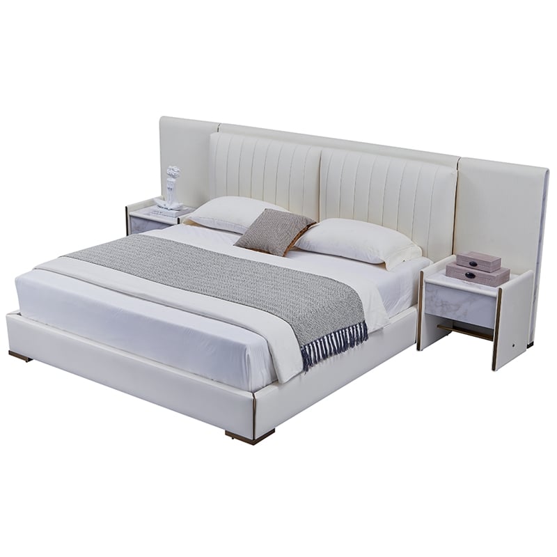 B-Y2008-CK Top Grain Genuine Leather California King Sized Bed
