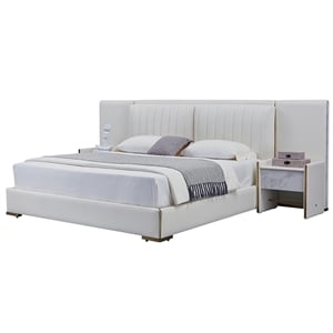 B-Y2008-CK Top Grain Genuine Leather California King Sized Bed