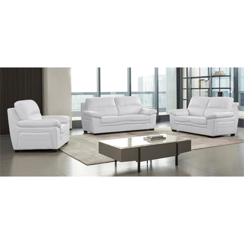 American Eagle EK045-W-SF White Italian Leather Sofa