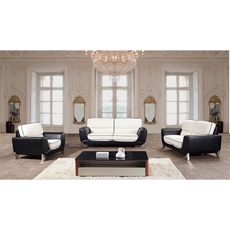 EK026 White and Black Italian Leather Chair