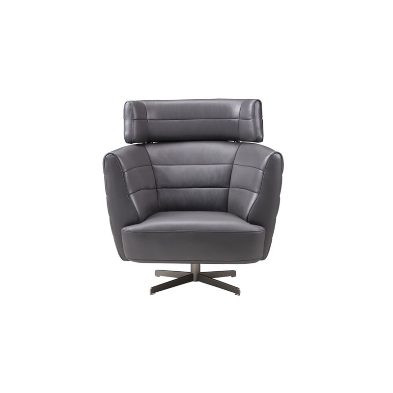 EK-CH08A Dark Gray Italian Leather Accent Chair
