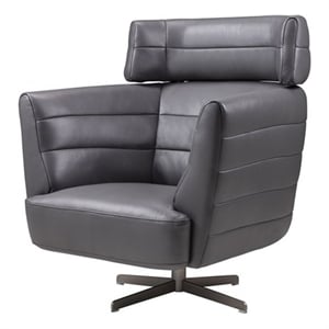 EK-CH08A Dark Gray Italian Leather Accent Chair
