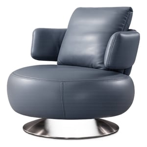 EK-CH09 Blue Gray Full Italian Leather Accent Chair