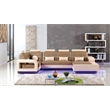 AE-LD800 Camel/Cream Multi-Color Faux Leather Sectional - Left Sitting