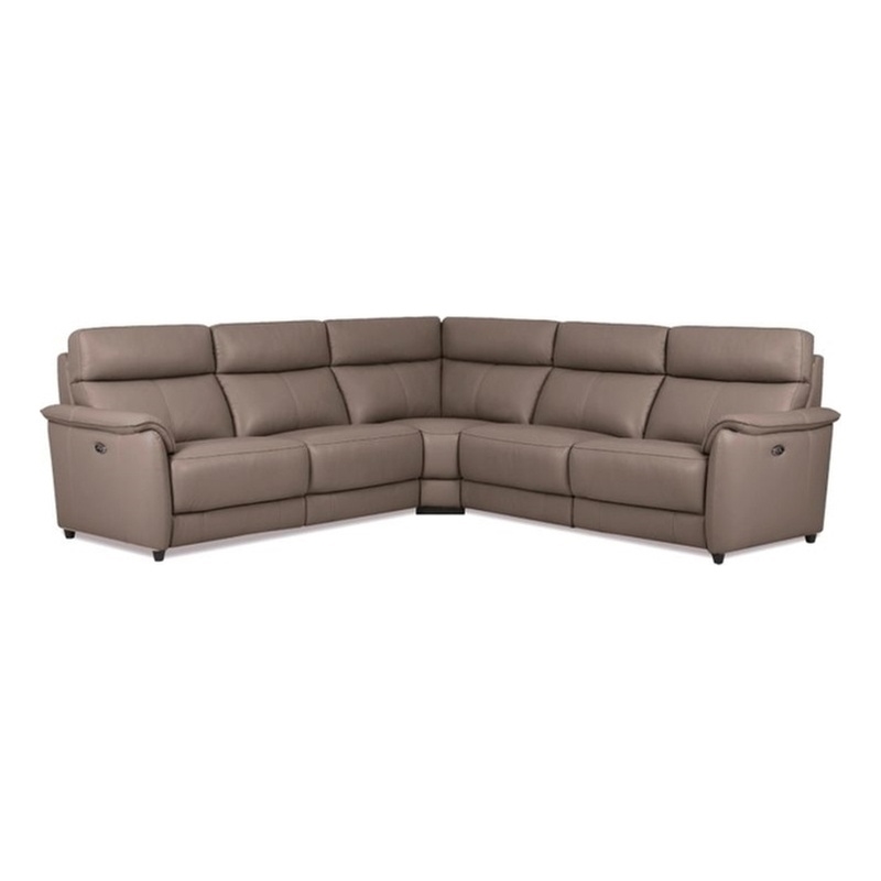 EK-LH185 Dark Gray Top-grain Cow Hide Electric Modular Recliner Sectional