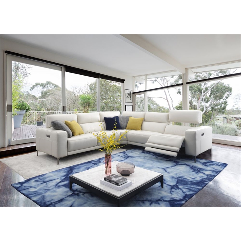 EK-LH169 Light Gray Top-grain Cow Hide Electric Modular Recliner Sectional