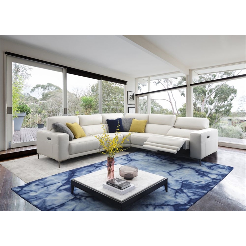 EK-LH169 Light Gray Top-grain Cow Hide Electric Modular Recliner Sectional