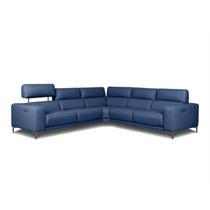 EK-LH169 Ocean Blue Top-grain Cow Hide Electric Modular Recliner Sectional