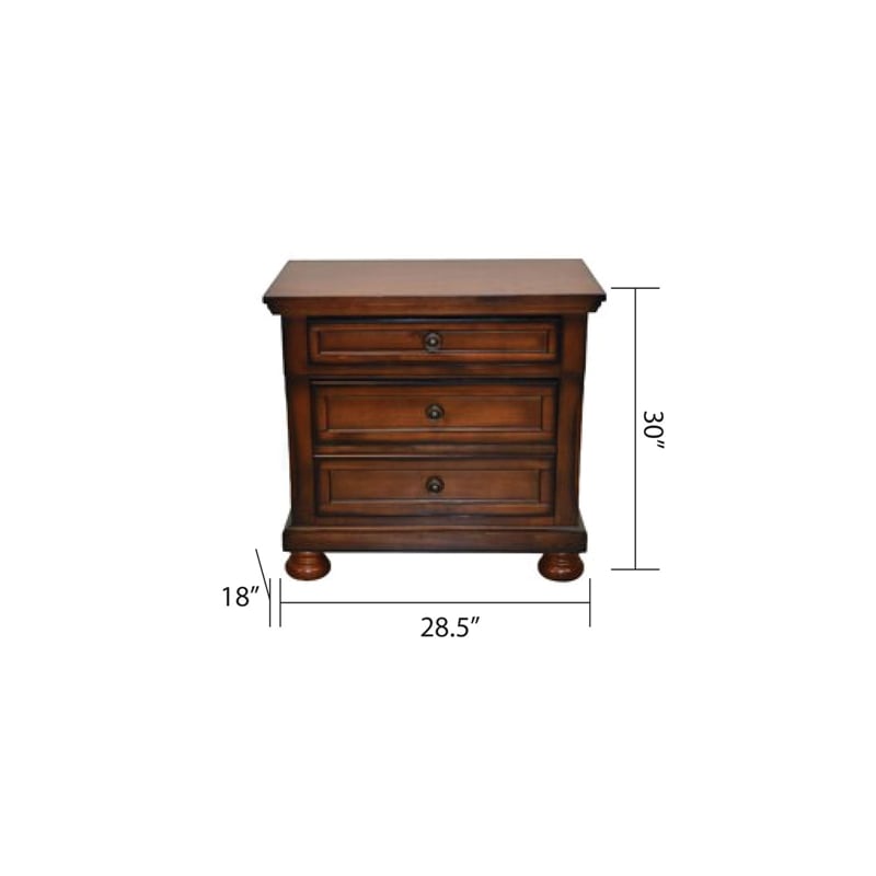 Baltimore Wood Nightstand with Hidden Jewelry Drawer in Dark Walnut