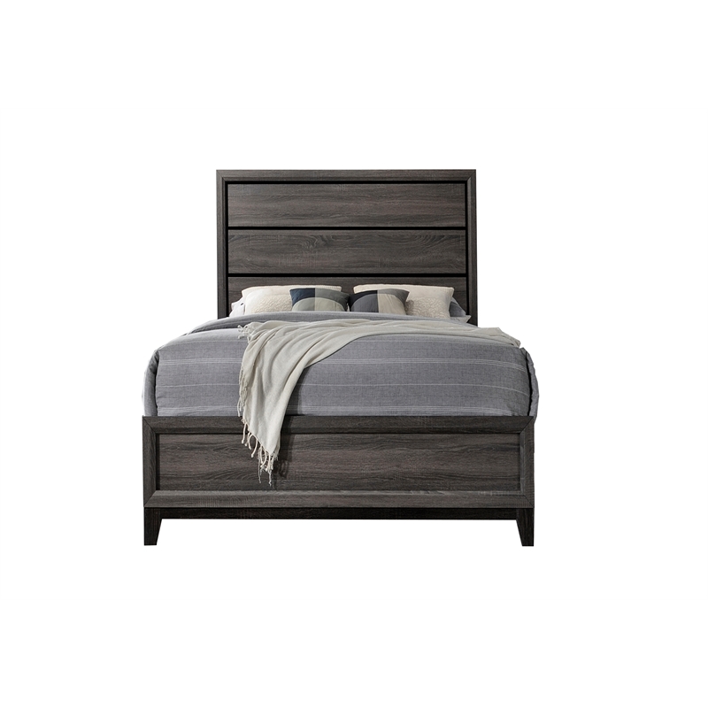 Sierra Queen Size Contemporary Bed Made with Wood in Gray