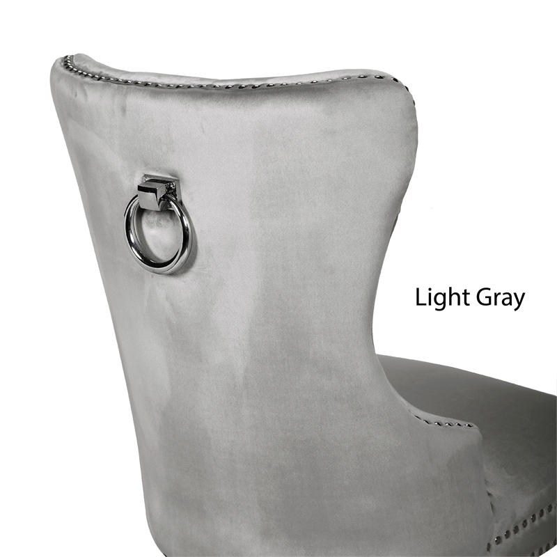 Erica 2 Piece Stainless Steel Legs Chair Finish with Velvet Fabric in Light Gray