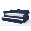 Abby Modern style Upholstered Tufted Velvet Daybed with Trundle in Blue