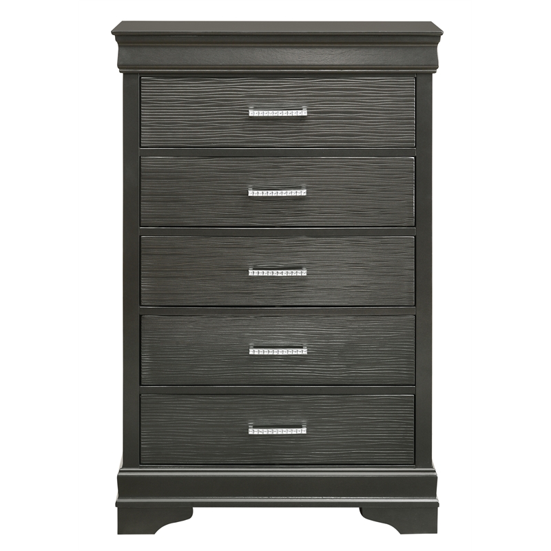 Brooklyn Modern Wood 5-Drawers Bedroom Chest in Gray