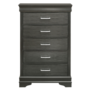 Brooklyn Modern Wood 5-Drawers Bedroom Chest in Gray