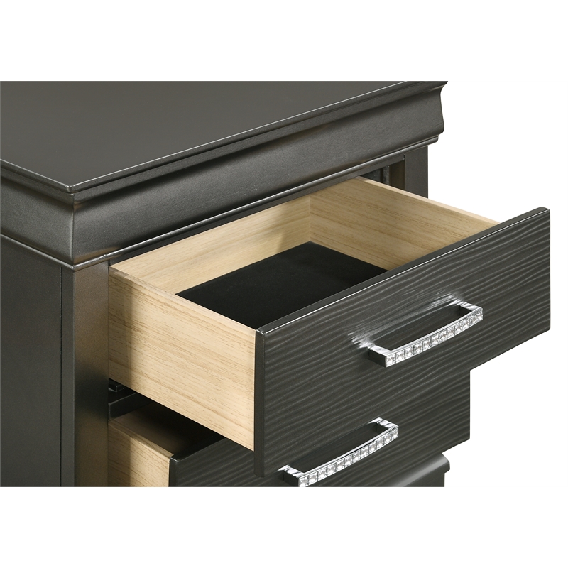 Brooklyn Modern Wood 5-Drawers Bedroom Chest in Gray