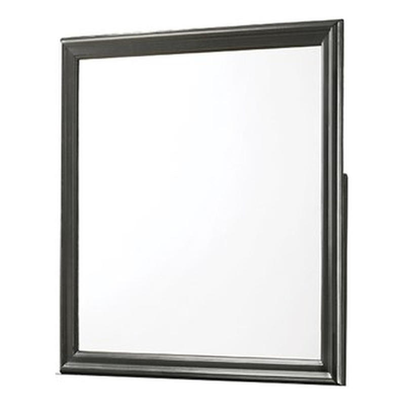 Modern Brooklyn Portrait Shape Mirror made with Wood in Gray