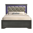 Brooklyn Modern Twin Size LED Bed made with Wood in Gray